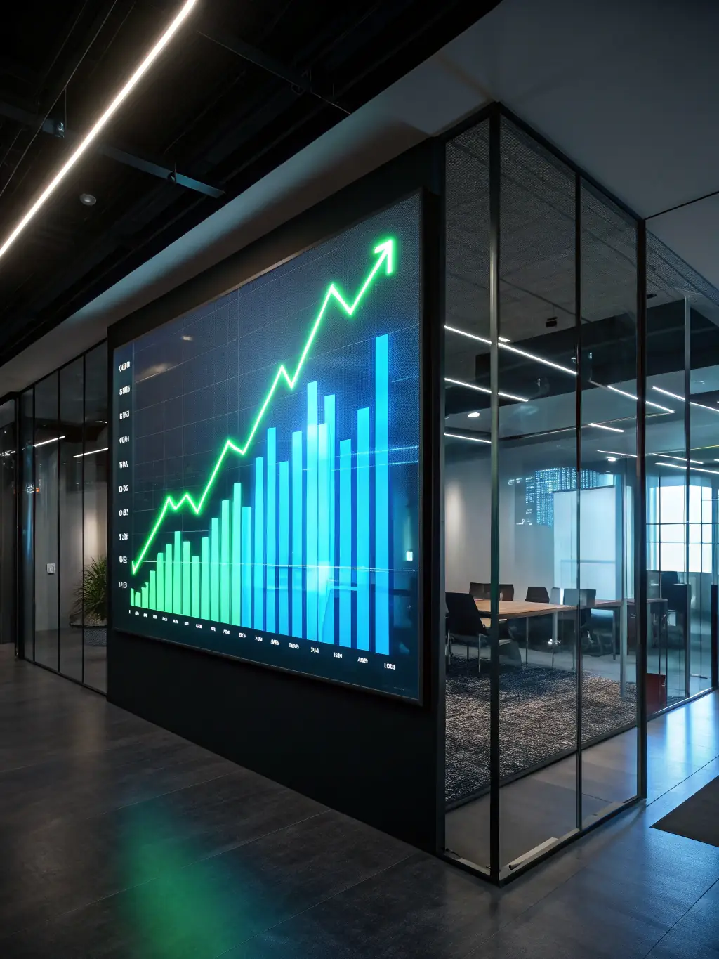 A dynamic image representing data-driven decision-making, with charts and graphs illustrating the positive impact of Digital Peak's strategies on sales growth.