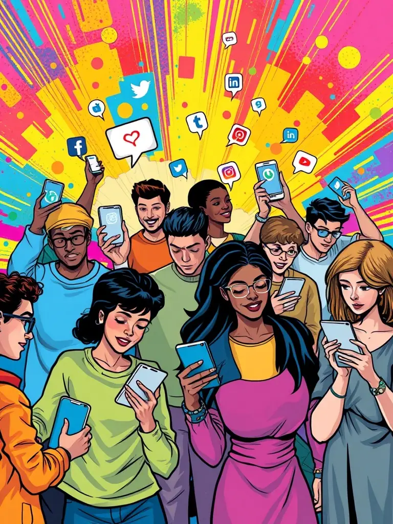 An engaging image of a thriving social media community, showcasing high engagement rates and positive brand interactions managed by Digital Peak.